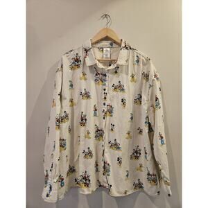 Disney Parks Mickey & Friends Print Long Sleeve Button Up Shirt Shacket SIZE 1X